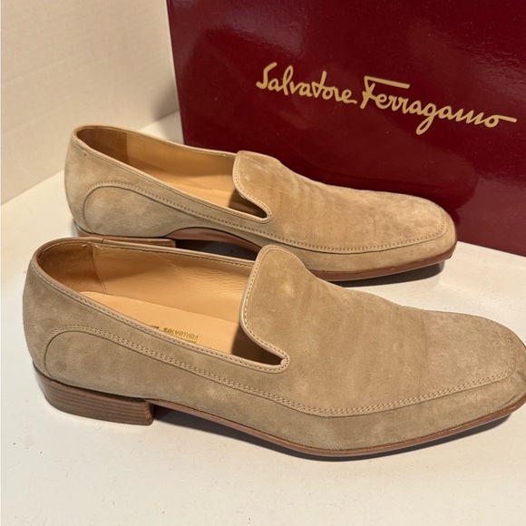 Salvatore Ferragamo Men\'s Beige Suede Slip-Ons main image 4